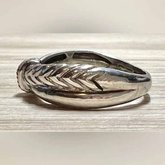 Andrea Candela Sterling Silver & 18k Yellow Gold Textured Crossover “Linea” Ring - Picture 3 of 11